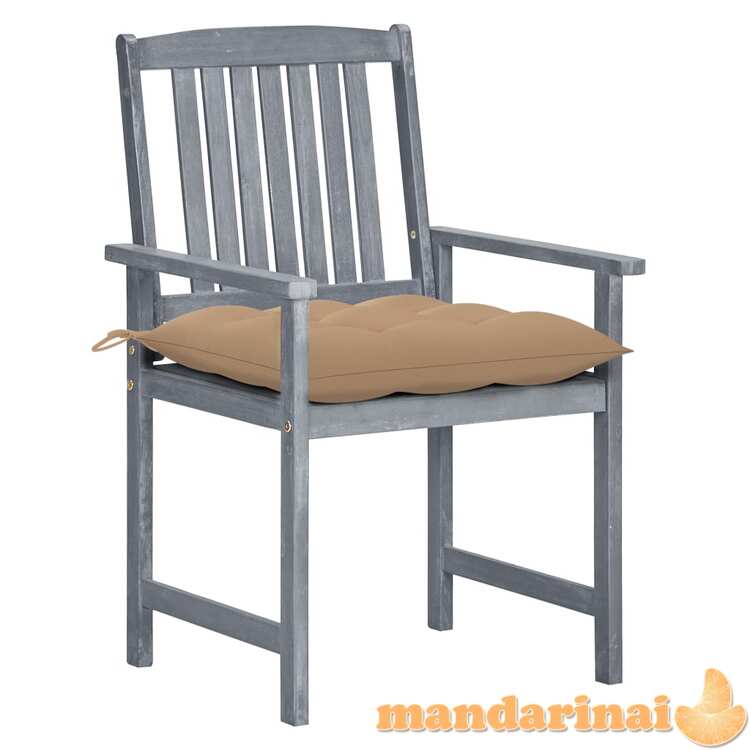 Sodo kėdės su pagalvėlėmis, 8vnt., pilkos, akacijos masyvas