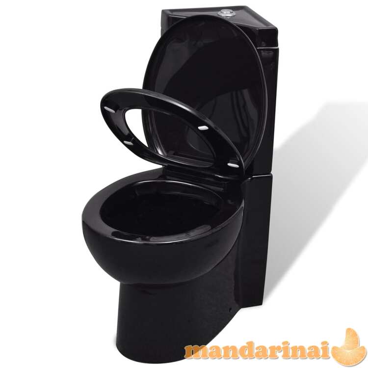 Kampinis vonios kambario tualetas, juodos spalvos, keramika