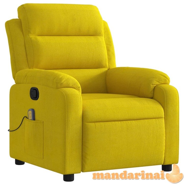 Atlošiamas masažinis krėslas, geltonos spalvos, aksomas