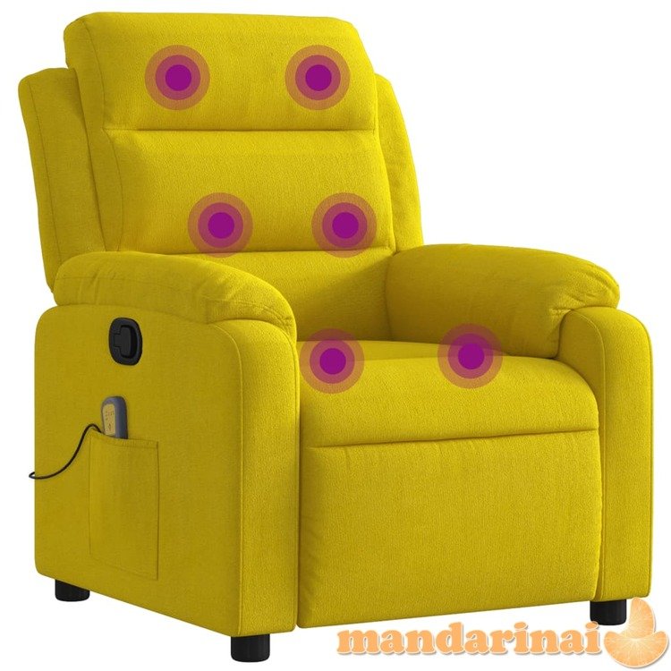 Atlošiamas masažinis krėslas, geltonos spalvos, aksomas