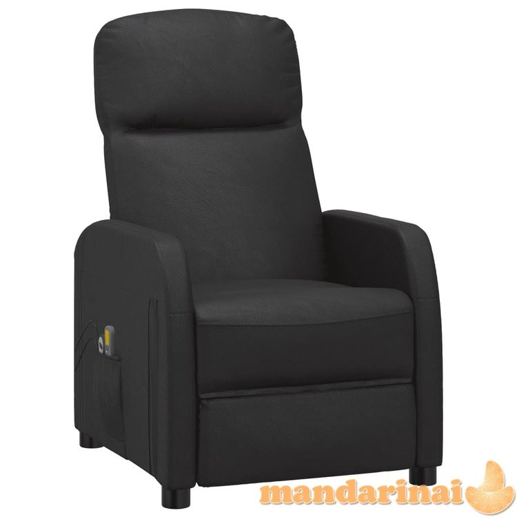 Elektrinis masažinis krėslas, juodos spalvos, dirbtinė oda