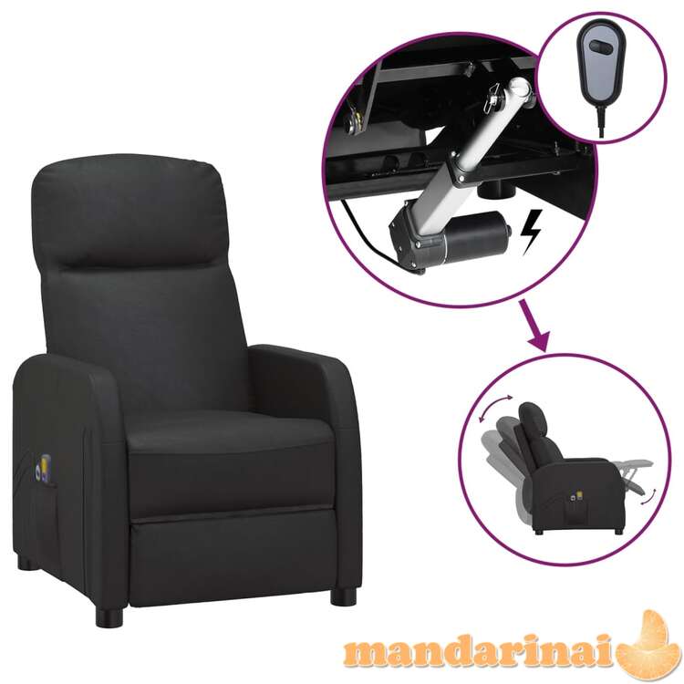 Elektrinis masažinis krėslas, juodos spalvos, dirbtinė oda