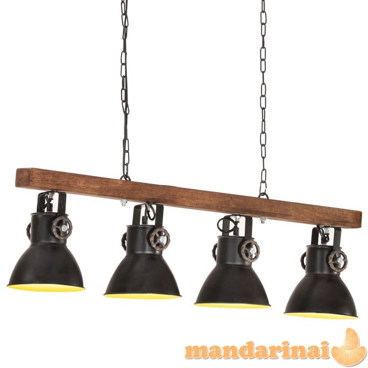 Lubinis šviestuvas, juodas, mango mediena, pramoninio dizaino