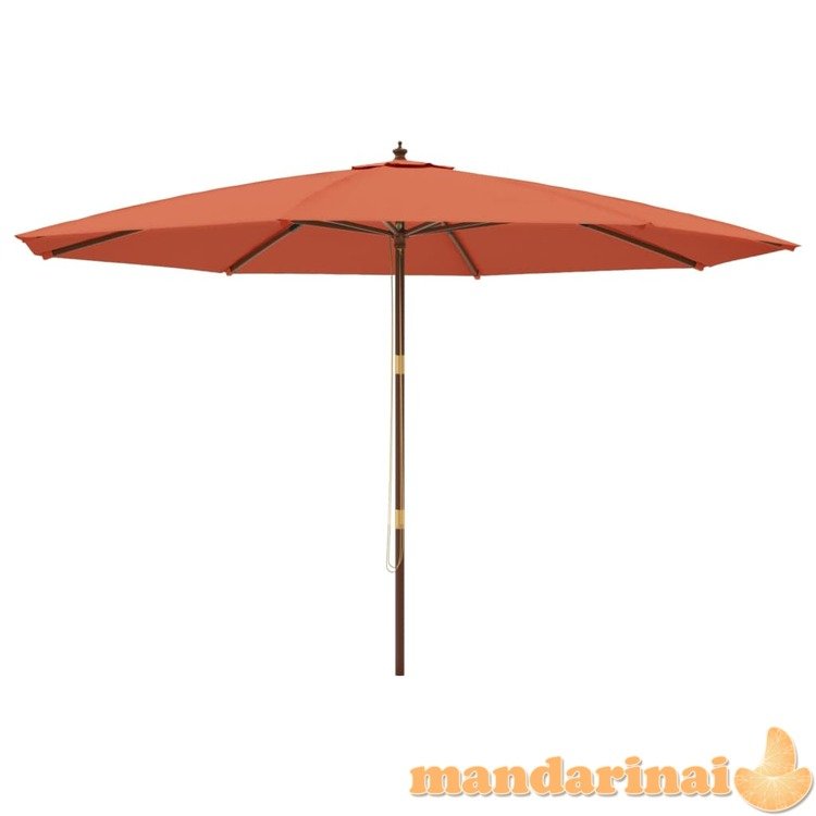 Sodo skėtis su mediniu stulpu, terakota spalvos, 400x273cm