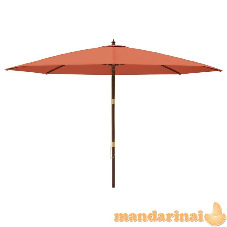 Sodo skėtis su mediniu stulpu, terakota spalvos, 400x273cm