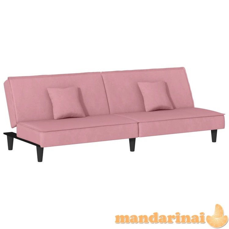 Sofa-lova, rožinės spalvos, aksomas