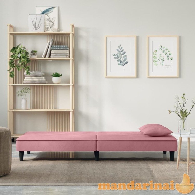 Sofa-lova, rožinės spalvos, aksomas