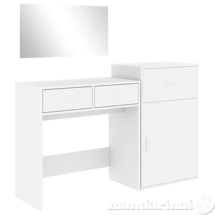 Kosmetinio staliuko komplektas, 3 dalių, baltas, mediena