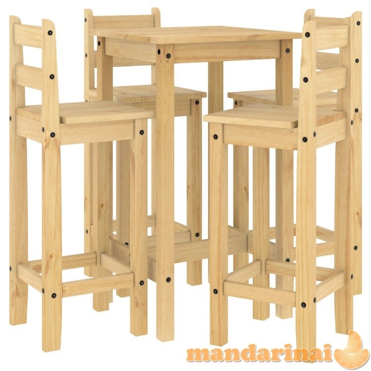Baro baldų komplektas, 5 dalių, pušies medienos masyvas