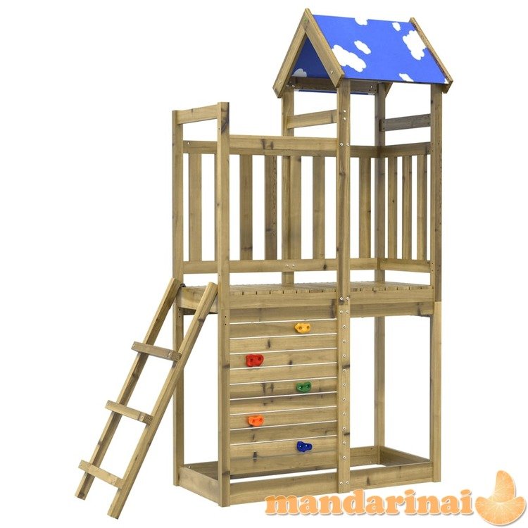 Žaidimų bokštas su laipiojimo sienele, 110,5x52,5x215cm, pušis