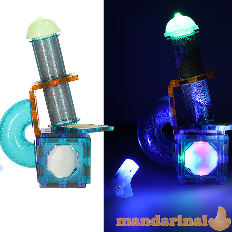 Magnetinių blokelių marmurinis rutulinis takelis, žėrintis 49 elementais 3