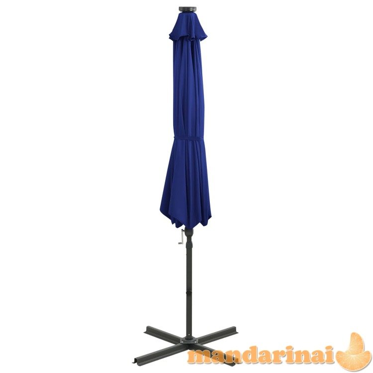 Gembinis skėtis su stulpu ir led lemputėmis, mėlynas, 300cm