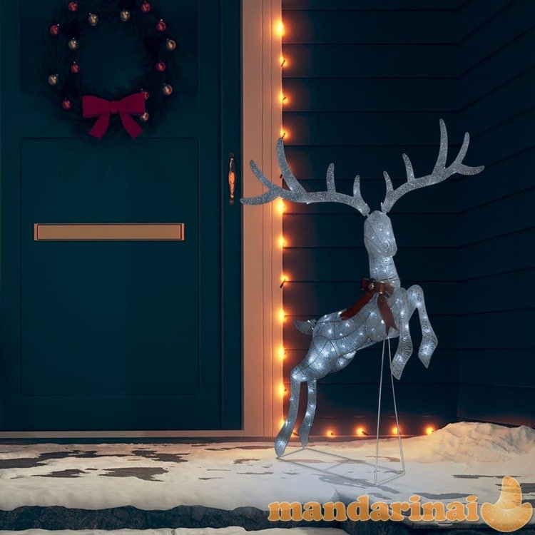 Kalėdinė dekoracija skrendantis elnias, sidabrinis, 120 led
