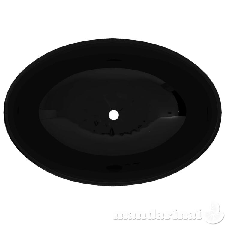 Keramikinis praustuvas, ovalo formos kriauklė, juodas, 40 x 33 cm