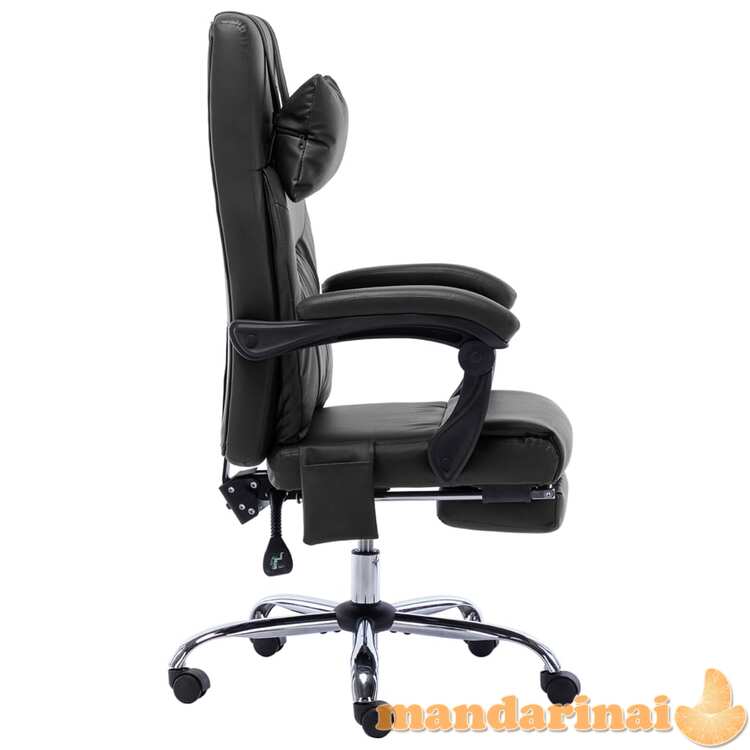 Masažinė biuro kėdė, juodos spalvos, dirbtinė oda