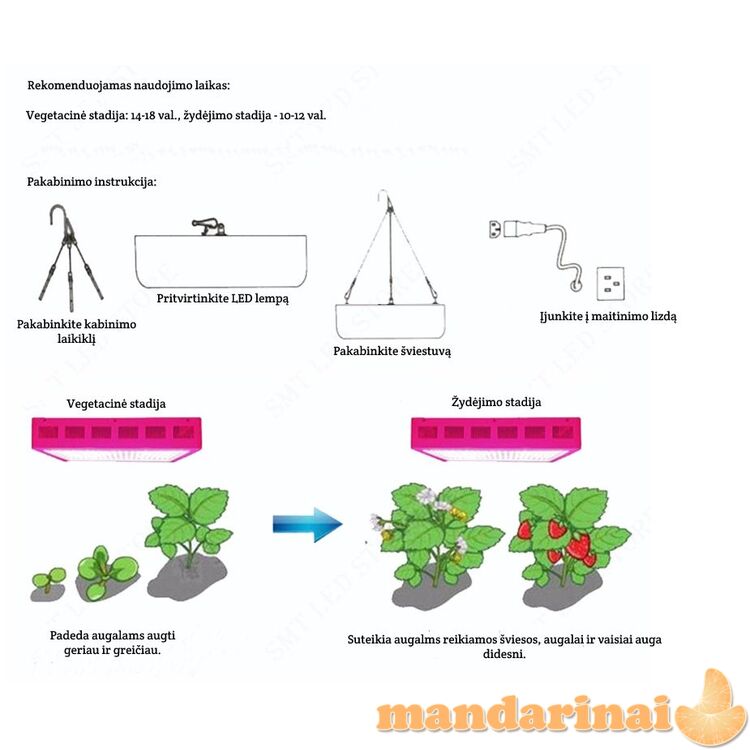 280W pilno spektro šviestuvas augalams auginti