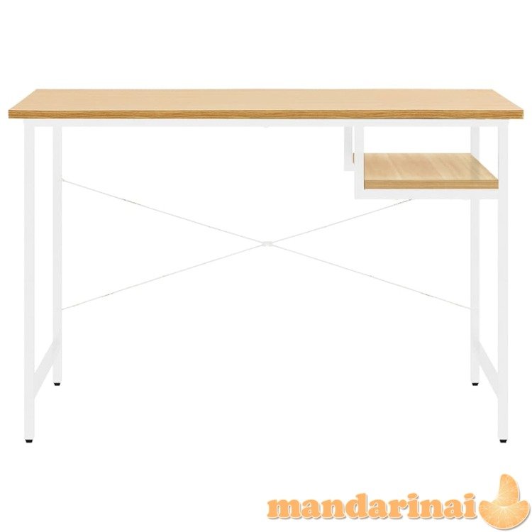Kompiuterio stalas, baltas/ąžuolo, 105x55x72cm, mdf ir metalas