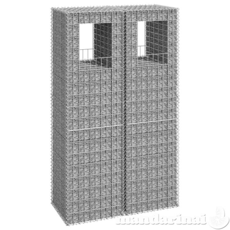 Gabionų krepšių kolonos, 2vnt., 50x50x180cm, geležis