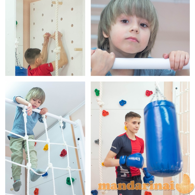 Medinis namų sporto kompleksas DAVID pilkas, 233x151x103 cm