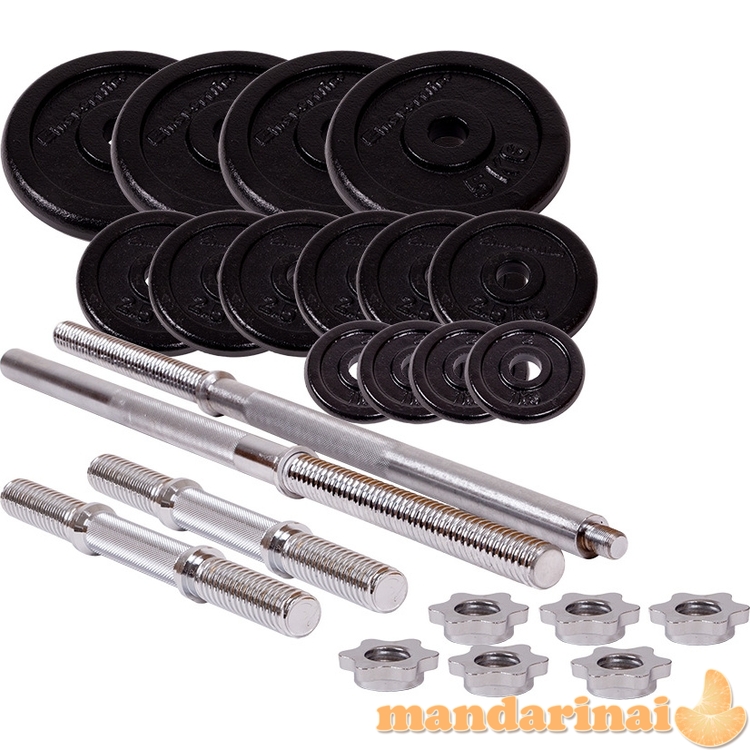 Keičiamo svorio plieninių hantelių ir &scaron;tangos komplektas inSPORTline 50kg