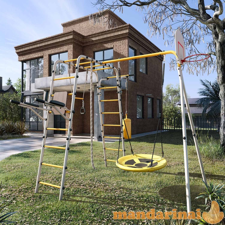 Įbetonuojamas sporto kompleksas-aik&scaron;telė vaikams SANRO FITNESS-3 baltai-salotinis, iki 100kg