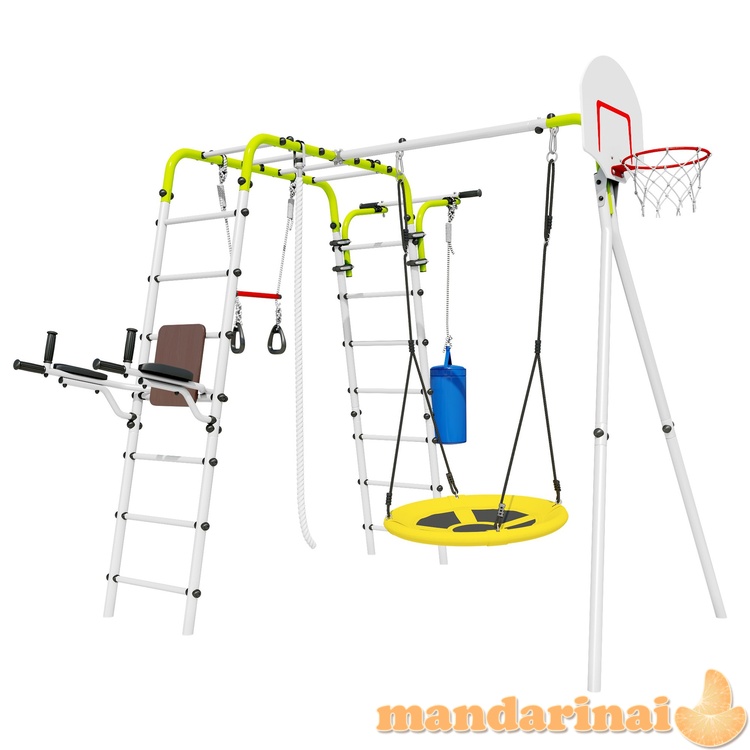 Įbetonuojamas sporto kompleksas-aik&scaron;telė vaikams SANRO FITNESS-3 baltai-salotinis, iki 100kg