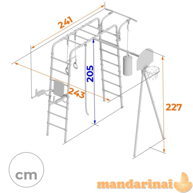 Įbetonuojamas sporto kompleksas-aik&scaron;telė vaikams SANRO FITNESS-3 baltai-salotinis, iki 100kg