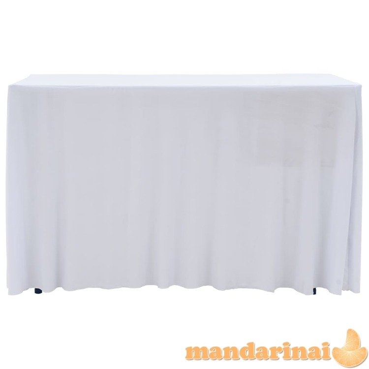 Įtempiamos staltiesės su sijonais, 2 vnt., baltos, 243x76x74 cm