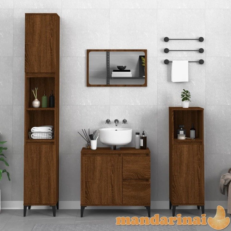 Vonios kambario spintelė, ruda ąžuolo, 30x30x100cm, mediena