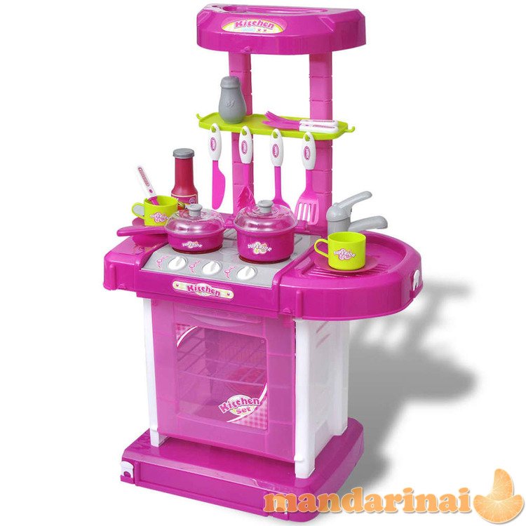 Vaikiška Žaislinė virtuvė su Šviesos ir garsų efektais, rožinė