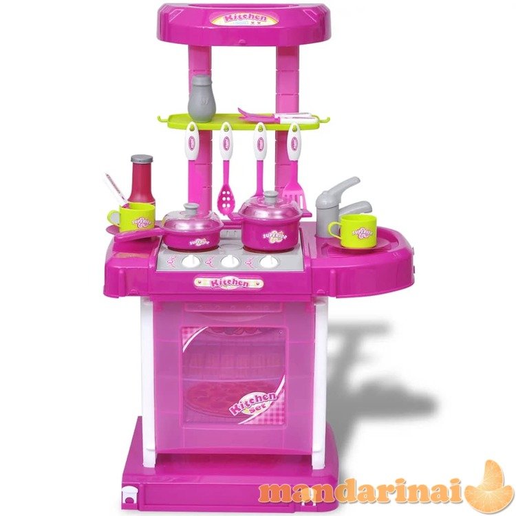 Vaikiška Žaislinė virtuvė su Šviesos ir garsų efektais, rožinė