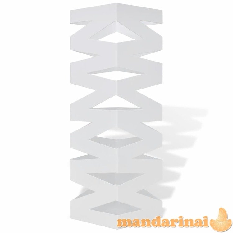 Baltas kvadratinis skėčių, vaikščiojimo lazdų stovas, plienas, 48,5 cm