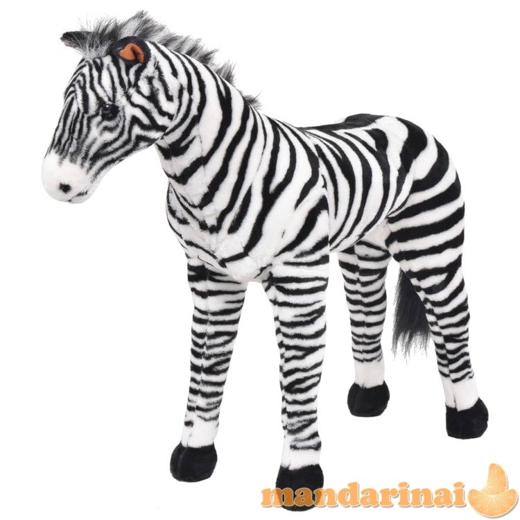 Stovintis pliušinis žaislas zebras, juodas ir baltas, xxl