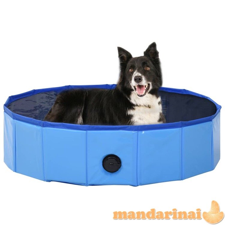 Sulankstomas baseinas šunims, mėlynos spalvos, 80x20cm, pvc