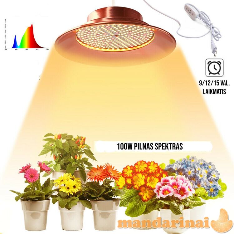 Pakabinamas 100W pilno spektro šviestuvas augalams