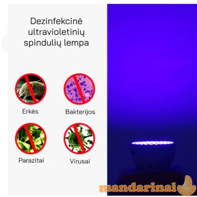 Dezinfekcinė ultravioletinių spindulių lempa 7W, E27