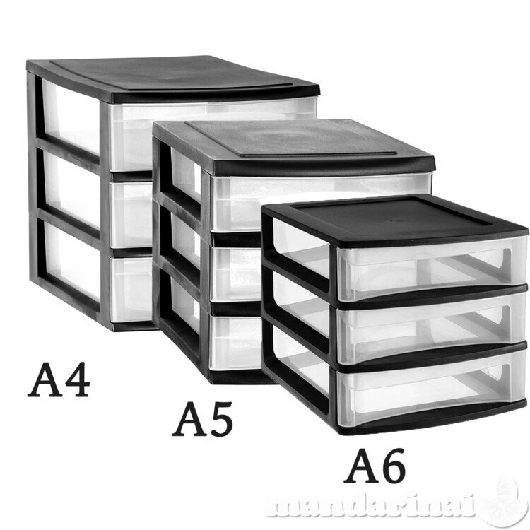 Modulinė spintelė 3 A4 juoda A4 stalčiai